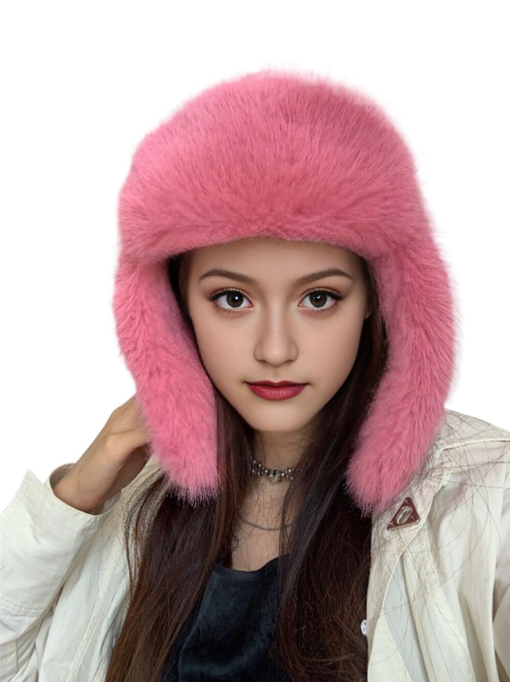 3222 Faux Fur Hat Winter Hats Ushanka Trapper Hat with Earflaps Russian Hat